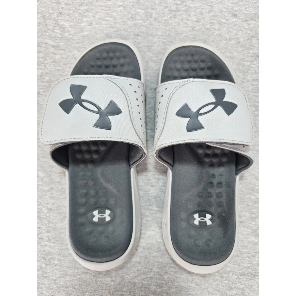 Under Armour Youth 5 Ignite Pro Adjustable Slide Sandals Black Grey 3026036-103